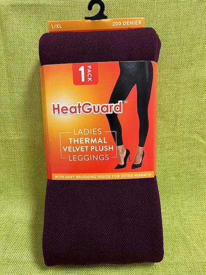 HeatGuard Ladies Thermal Velvet Plush Leggings 200 Denier - Multiple size & colour options