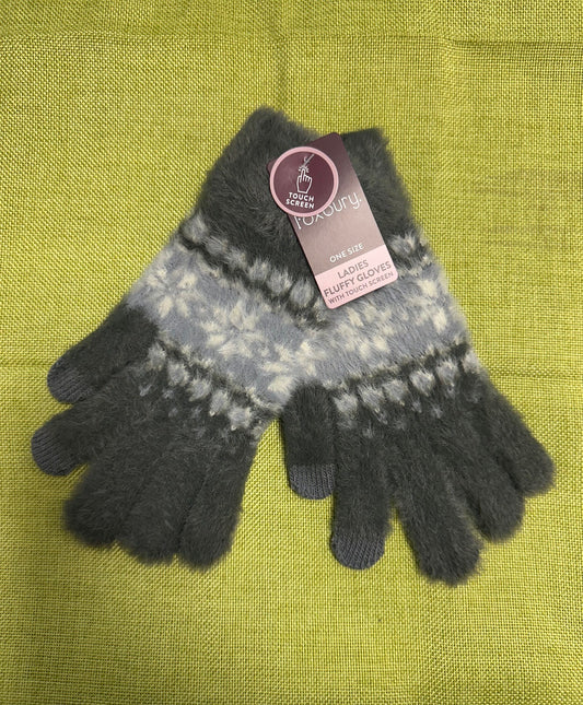 Ladies Fluffy Gloves with Touch Screen - 3 Colour Options